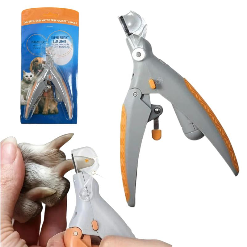 Illuminate Your Pet's Nail Care with the LED Light Pet Nail Clipper – Perfect for Cats & Dogs with 5X Magnification and Nail Trapper!