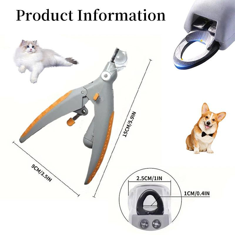 Illuminate Your Pet's Nail Care with the LED Light Pet Nail Clipper – Perfect for Cats & Dogs with 5X Magnification and Nail Trapper!